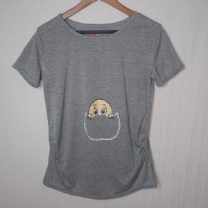 Mom To Be S Peep Pocket Boo Gray Maternity Top